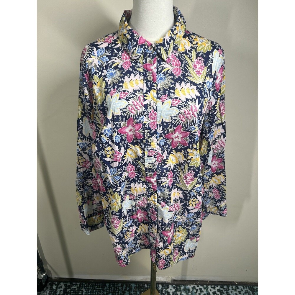 Talbots Women's Button up Blouse Size 1X Multicolor Floral 247